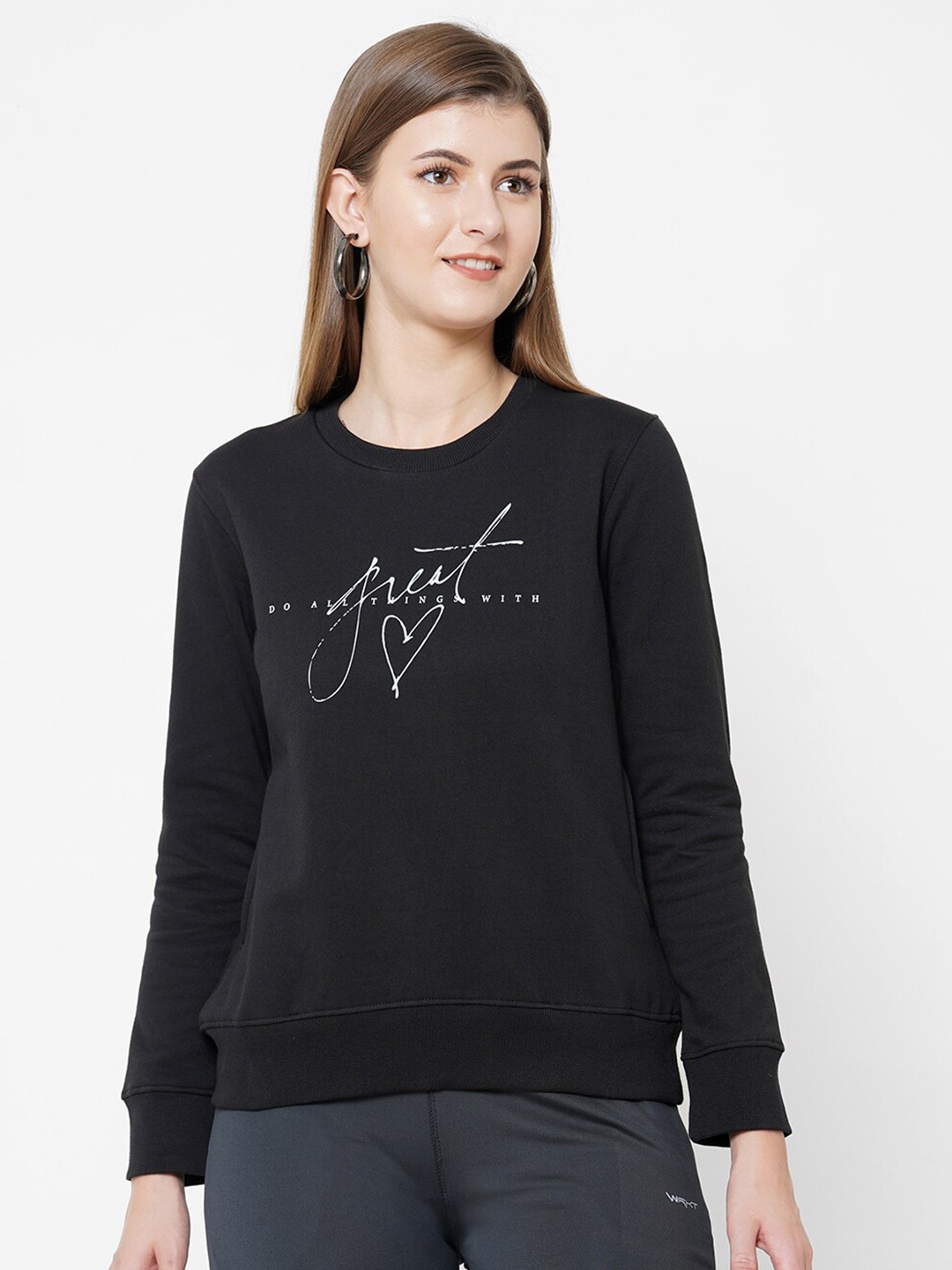 

Sweet Dream Round Neck Pullover Sweatshirt, Black