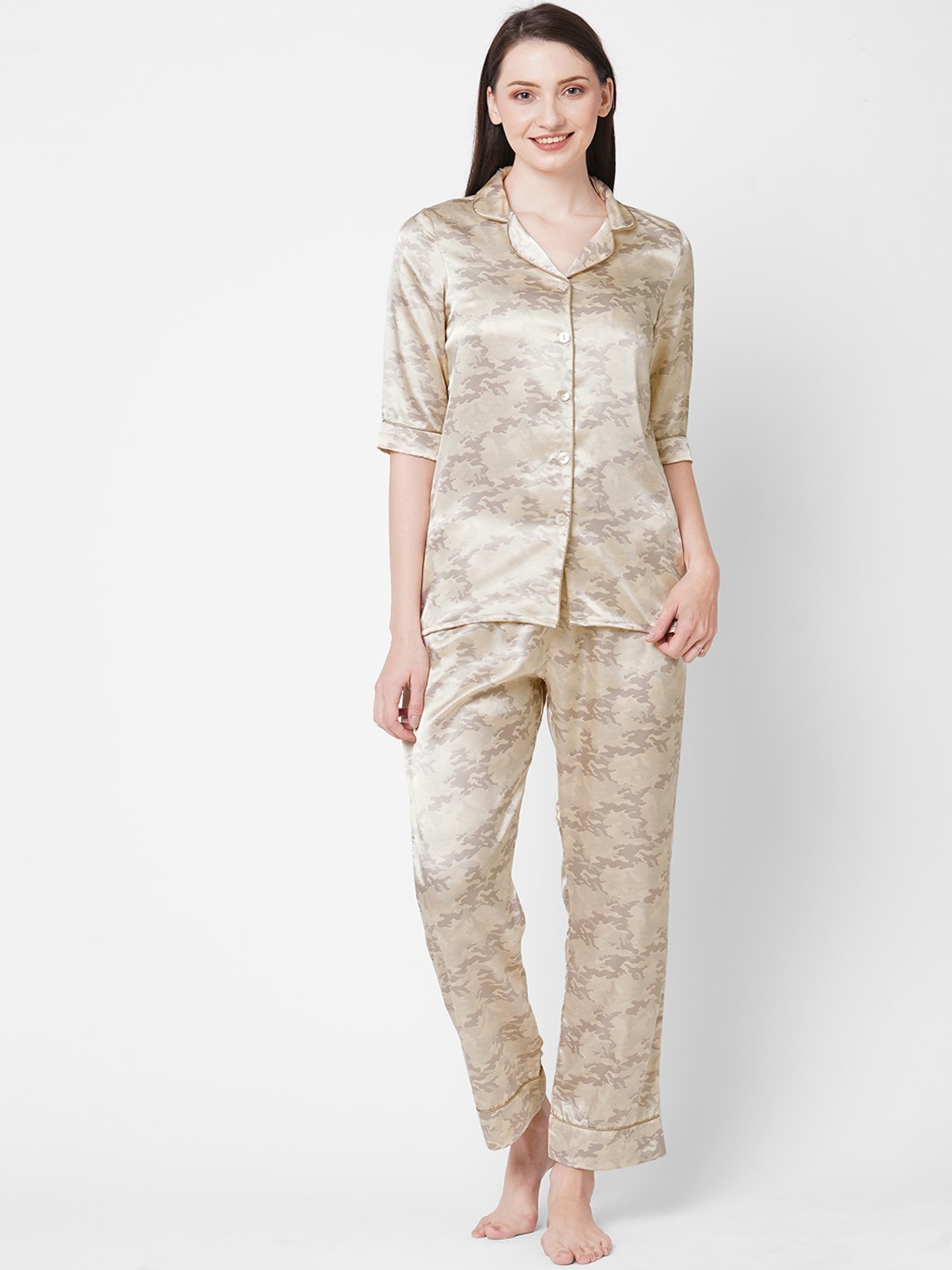 

Sweet Dreams Women Cream-Coloured Printed Night suit