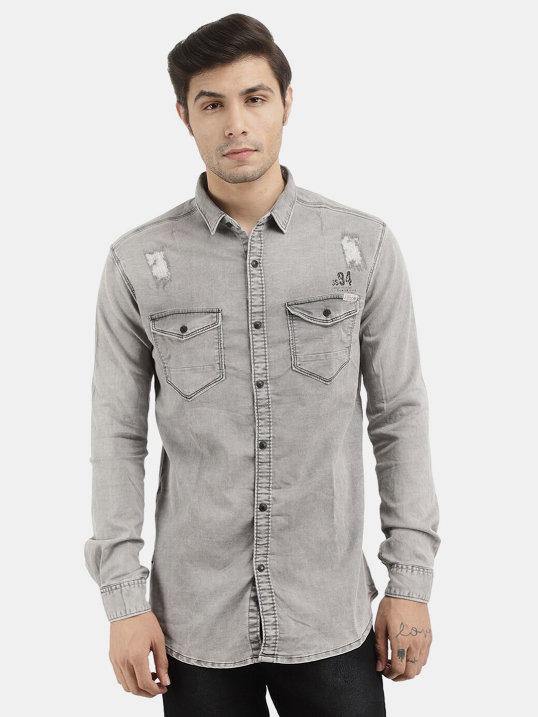

V-Mart Men Grey Classic Slim Fit Casual Shirt