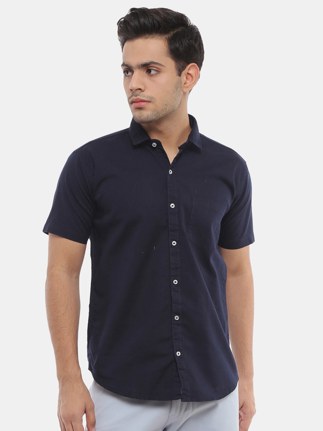 

V-Mart Men Navy Blue Classic Cotton Casual Shirt