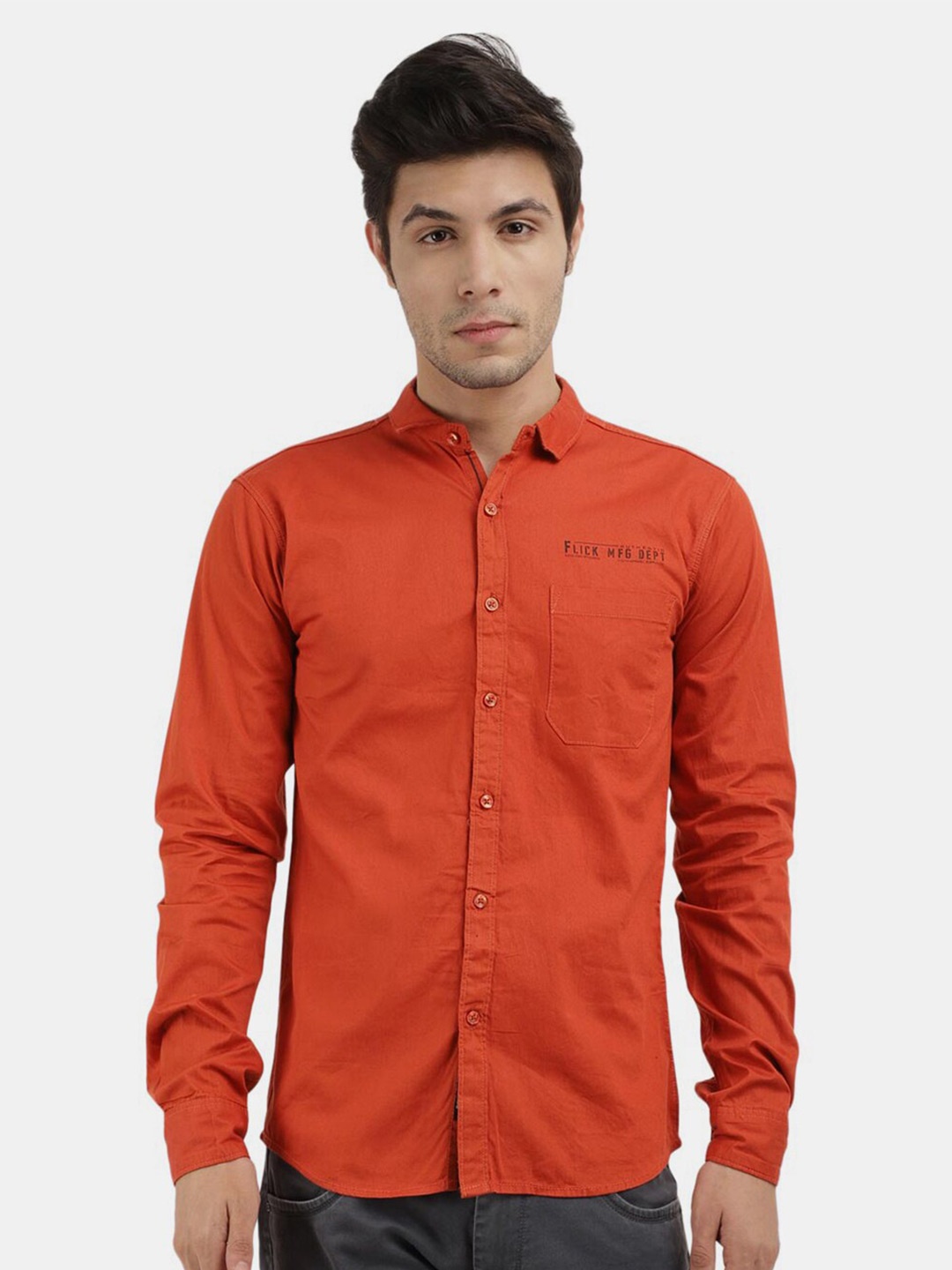 

V-Mart Men Rust Classic Slim Fit Cotton Casual Shirt