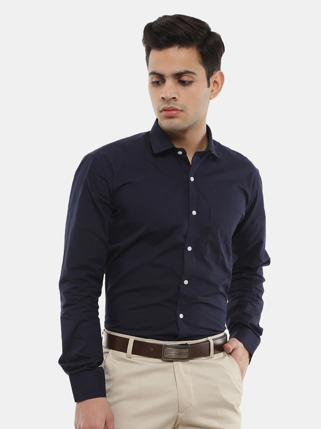 

V-Mart Men Navy Blue Classic Cotton Formal Shirt