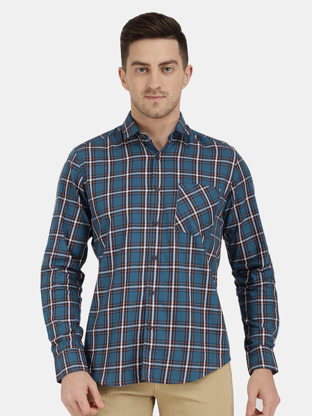 

V-Mart Men Blue Classic Tartan Checks Checked Casual Shirt