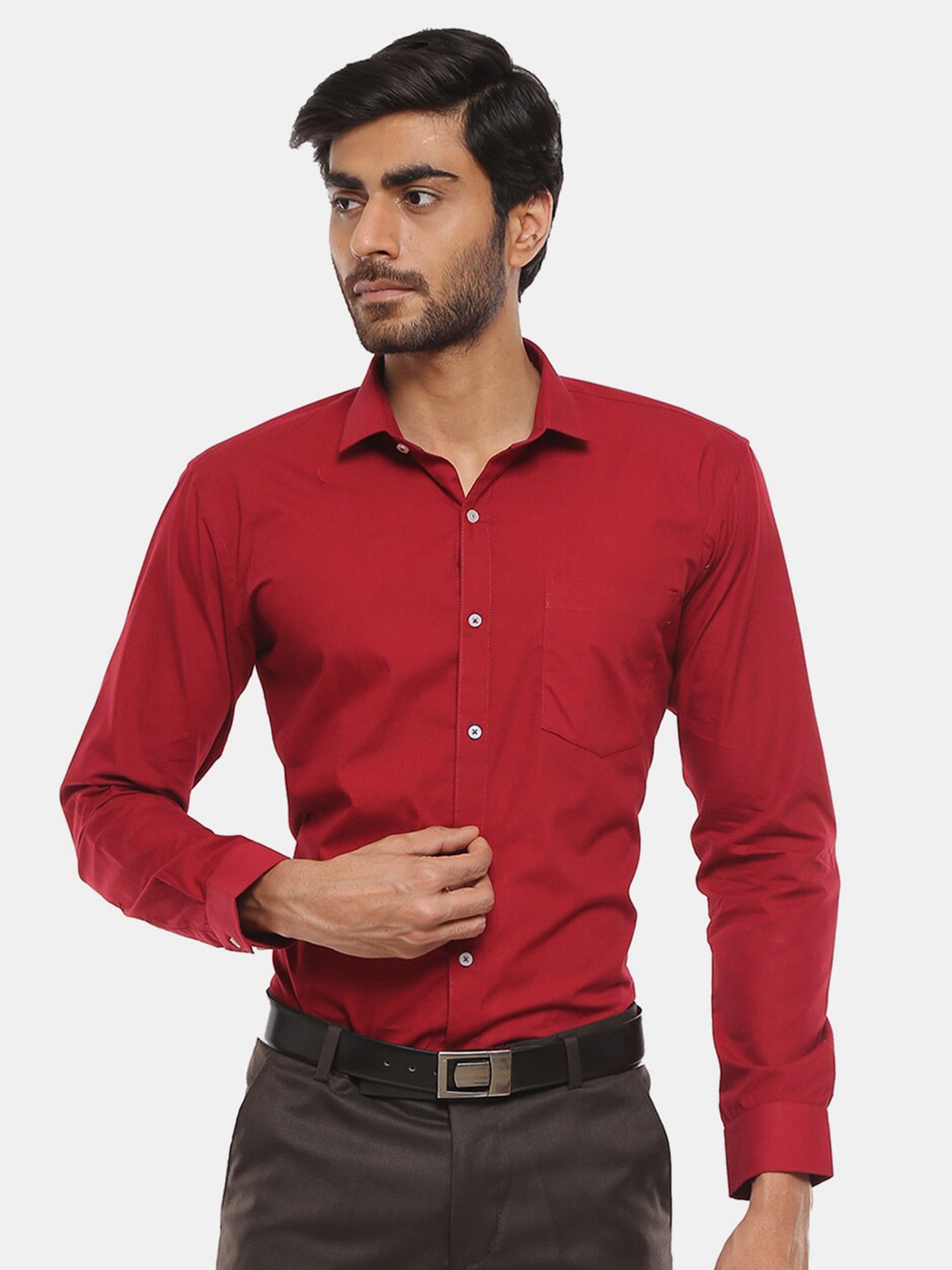 

V-Mart Men Maroon Classic Cotton Formal Shirt