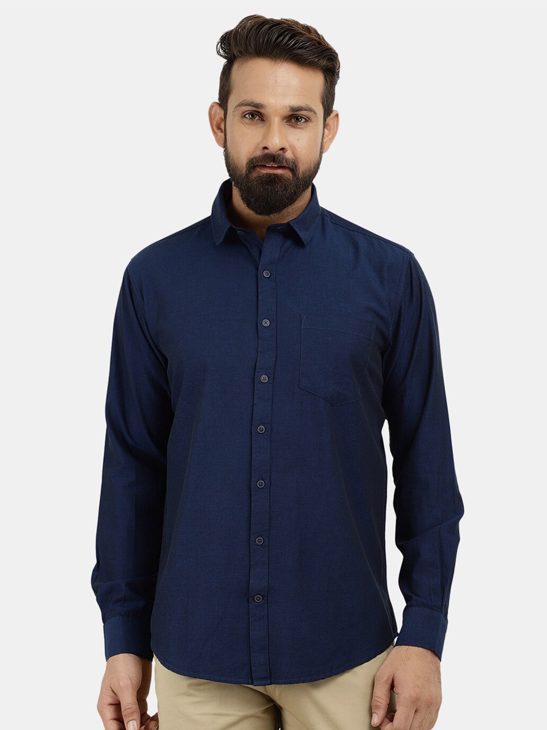 

V-Mart Men Navy Blue Classic Cotton Casual Shirt