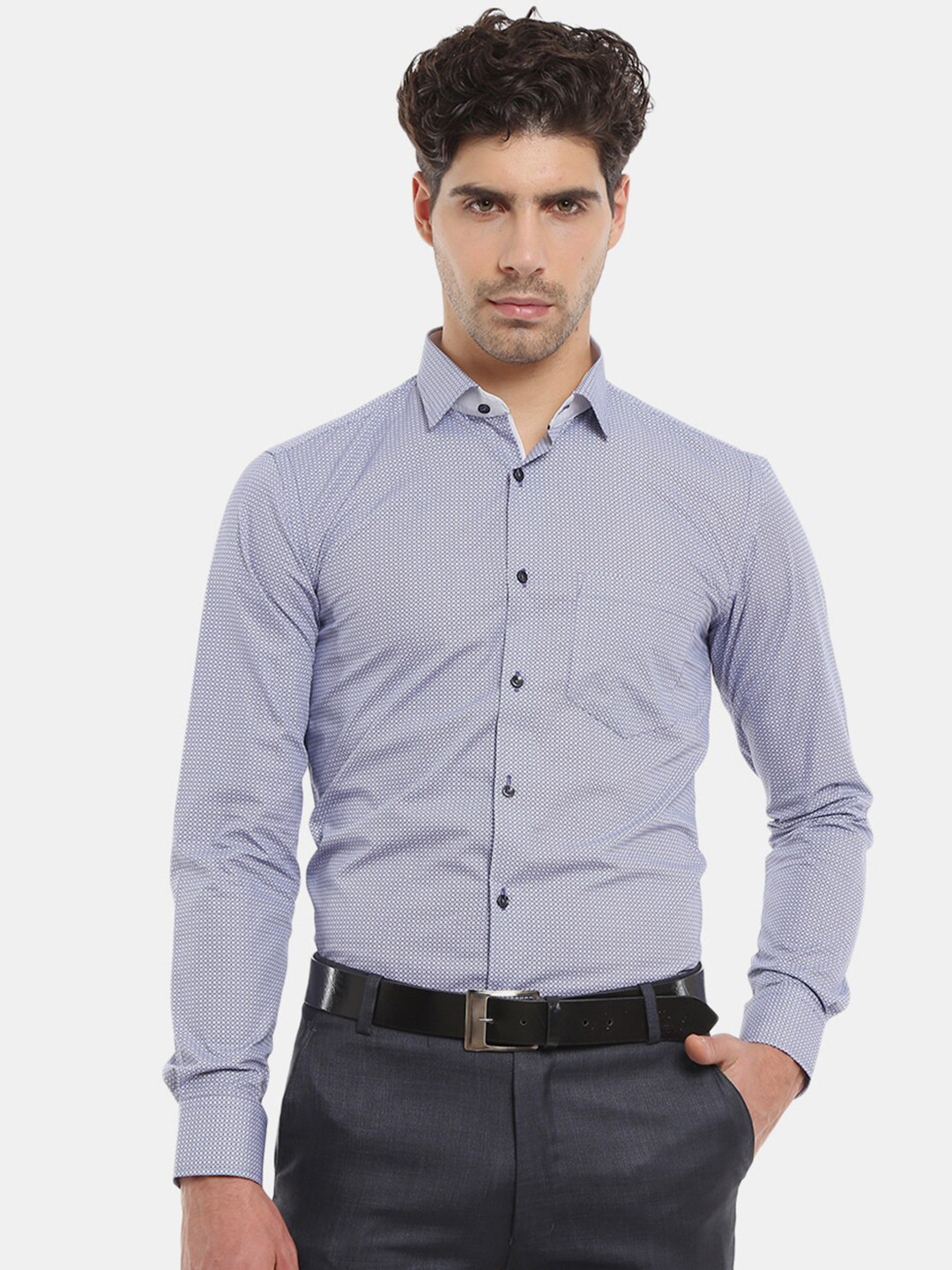 

V-Mart Men White Classic Printed Cotton Formal Shirt