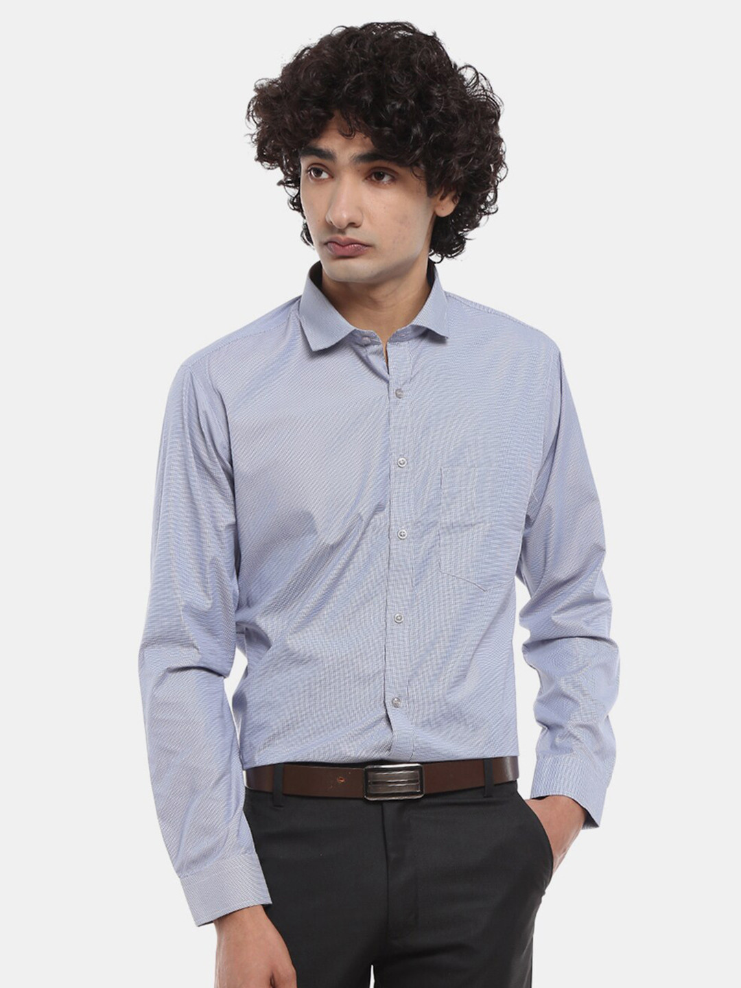 

V-Mart Men White Classic Micro Checked Cotton Formal Shirt