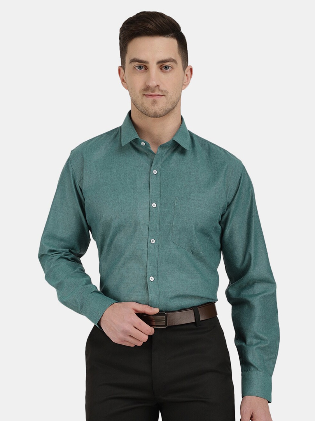 

V-Mart Men Green Classic Cotton Formal Shirt
