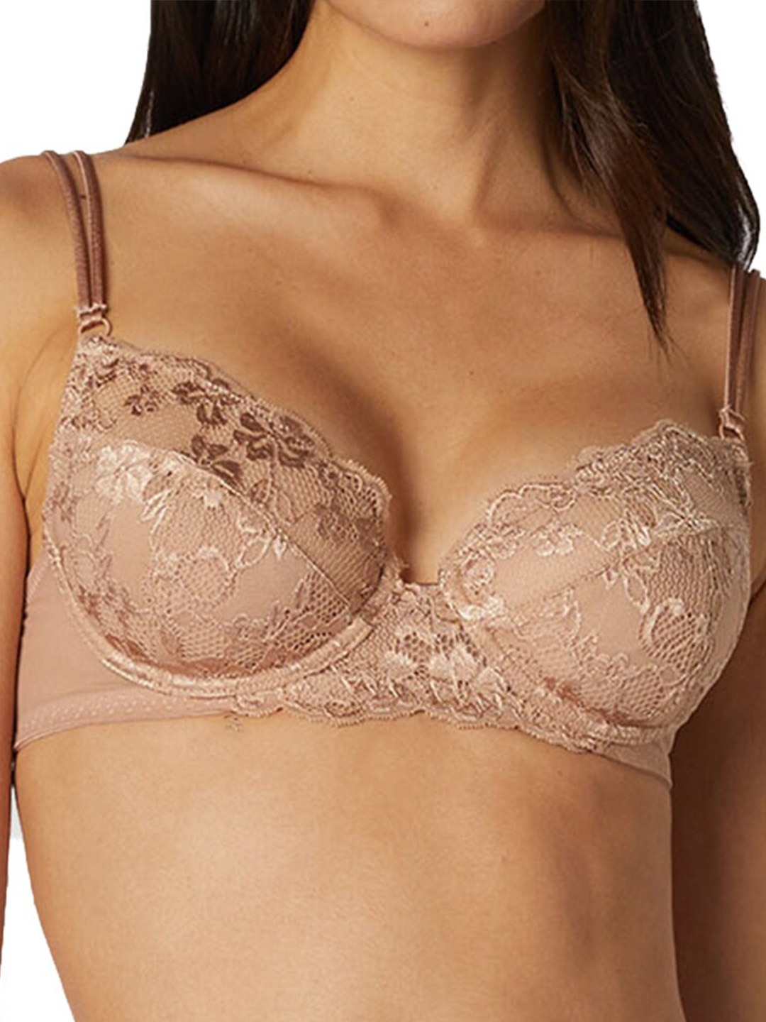 

YAMAMAY Bronze-Toned Primula Floral Bra Underwired