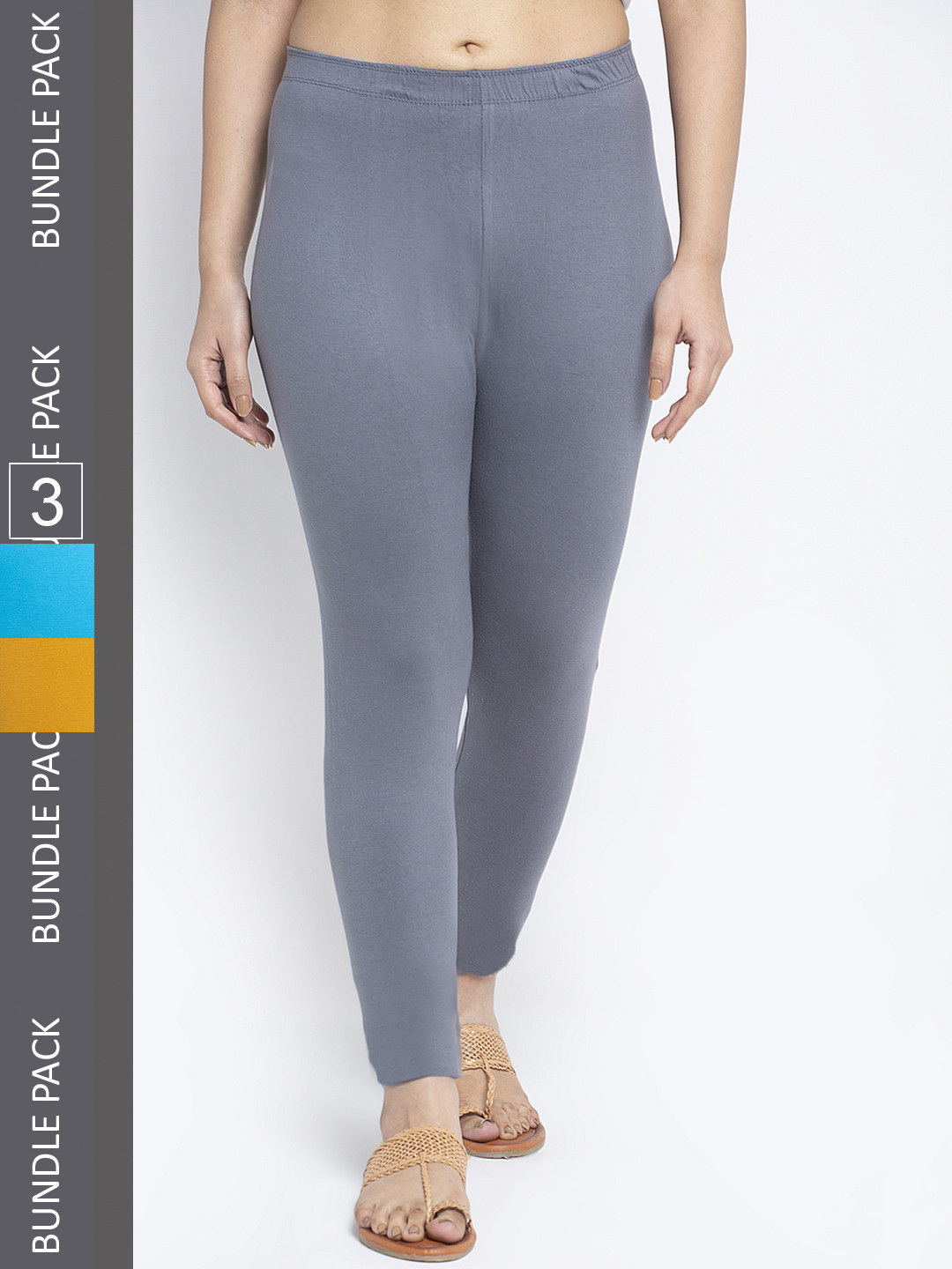 

Jinfo Women Pack Of 3 Ankle-Length Leggings, Grey