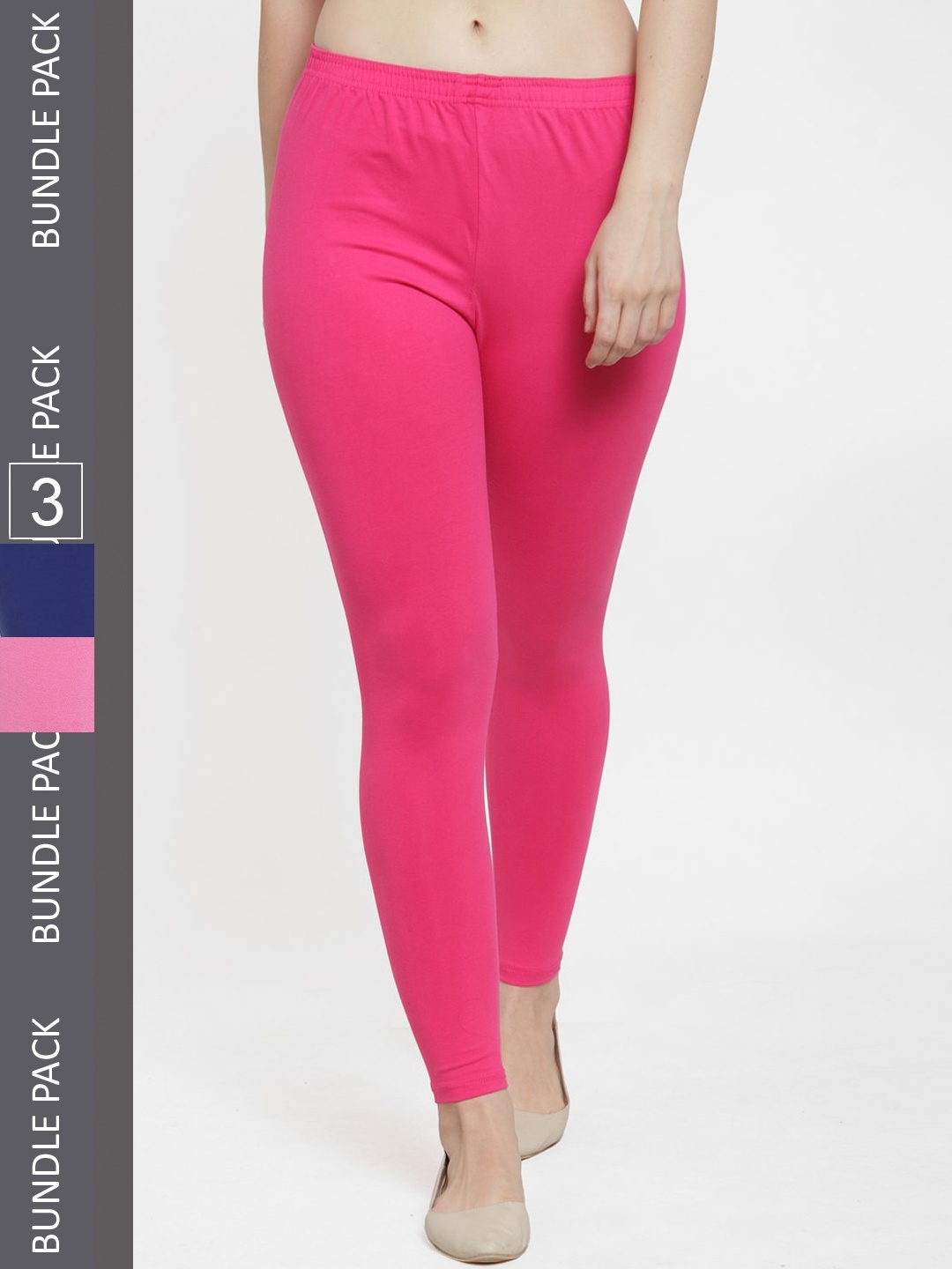 

Jinfo Pack Of 3 Blue And Pink Ankle Length Leggings