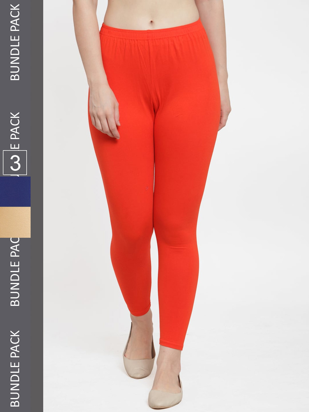 

Jinfo Pack Of 3 Ankle-Length Leggings, Orange