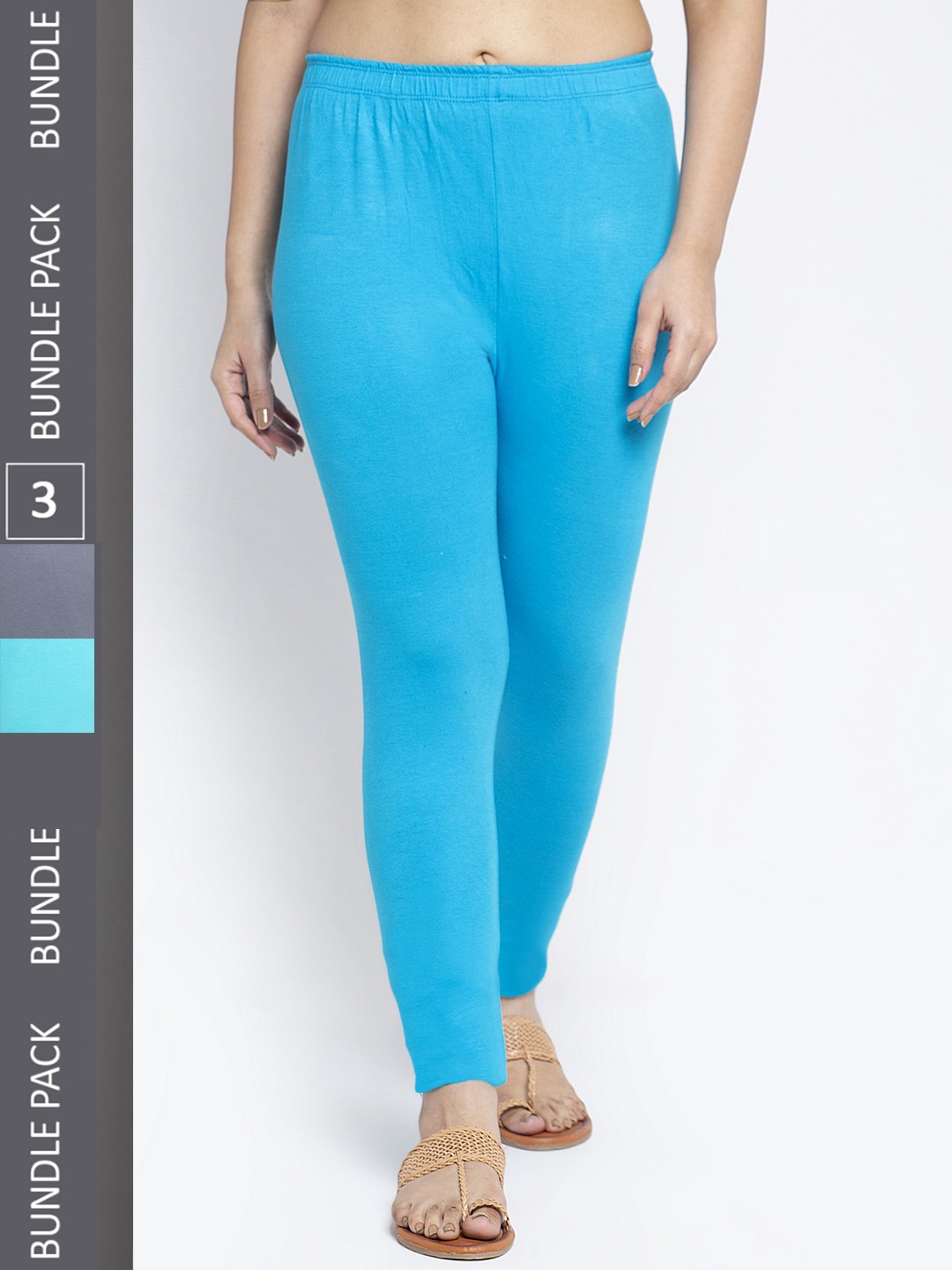 

Jinfo Pack Of 3 Ankle-Length Leggings, Blue