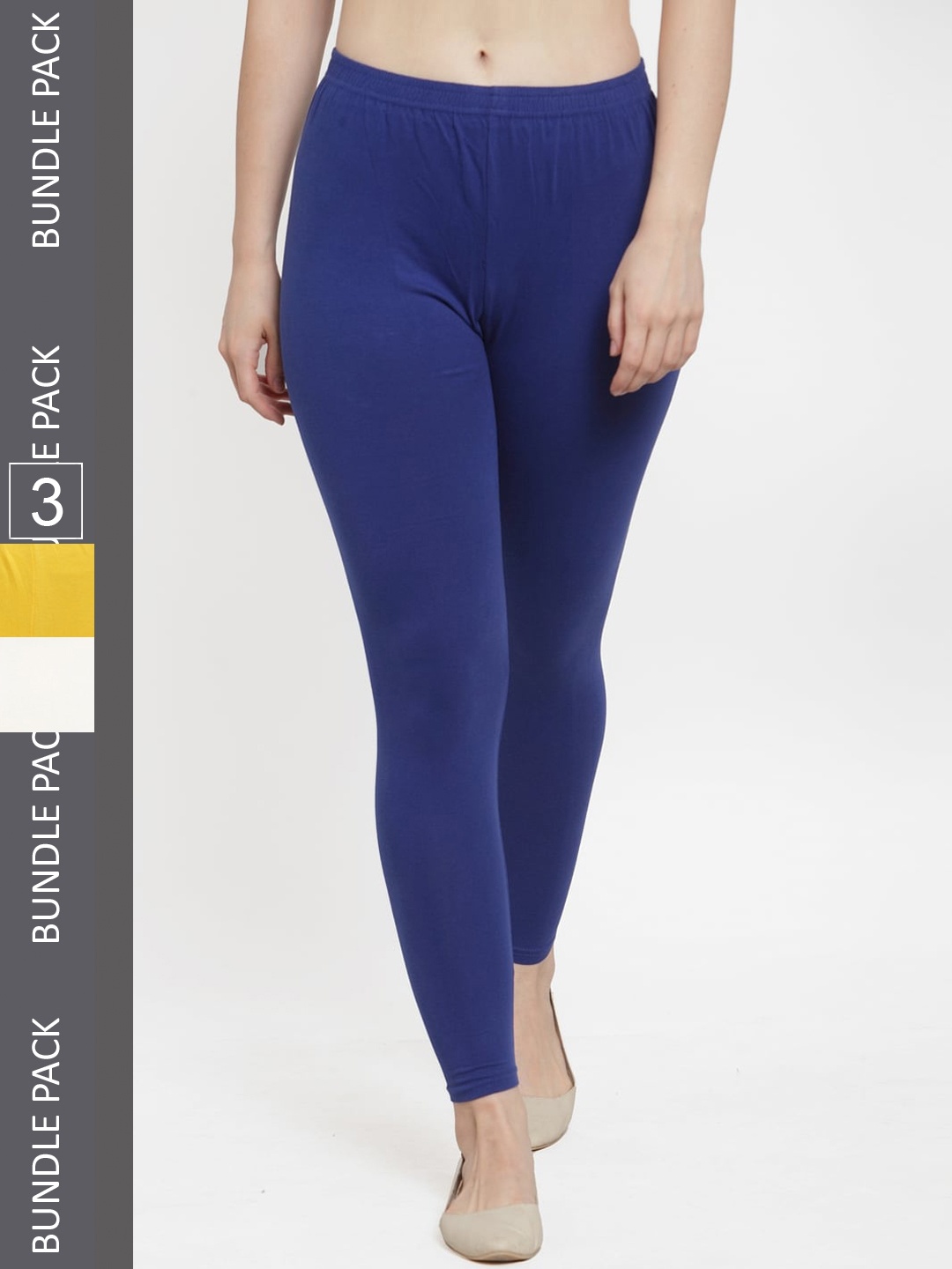 

Jinfo Pack Of 3 Blue And Yellow Ankle-Length Leggings