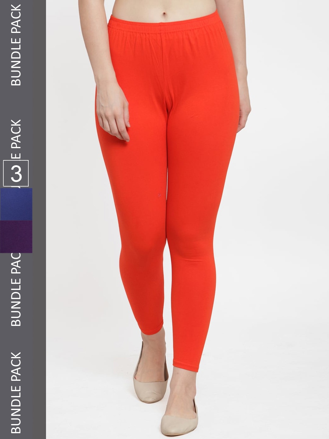 

Jinfo Pack Of 3 Ankle-Length Leggings, Orange