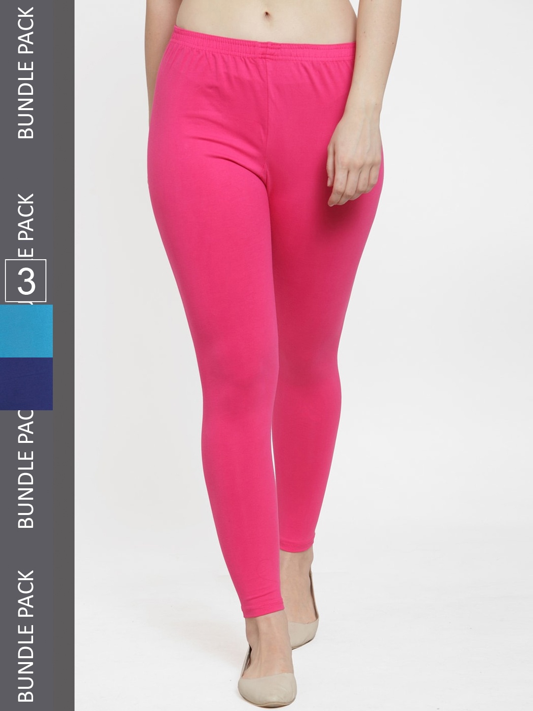 

Jinfo Pack Of 3 Ankle-Length Leggings, Pink