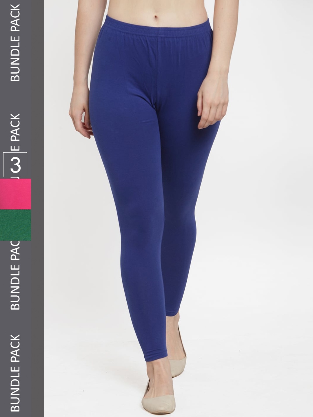 

Jinfo Women Pack Of 3 Ankle-Length Leggings, Blue