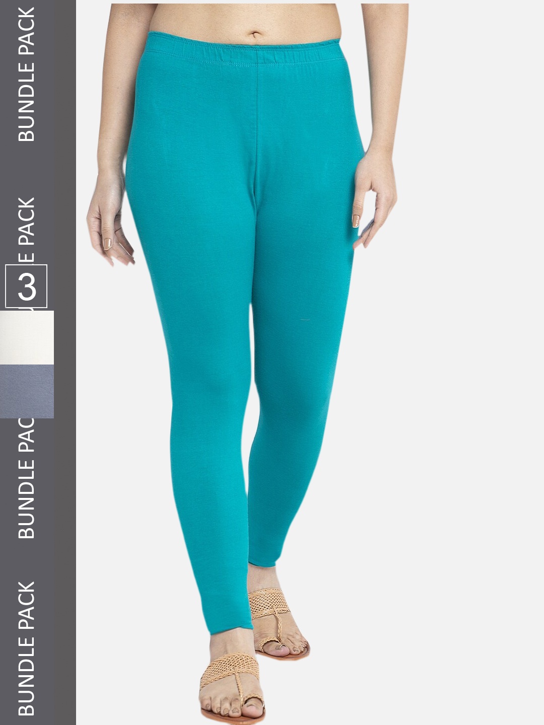 

Jinfo Pack Of 3 Ankle-Length Leggings, Turquoise blue