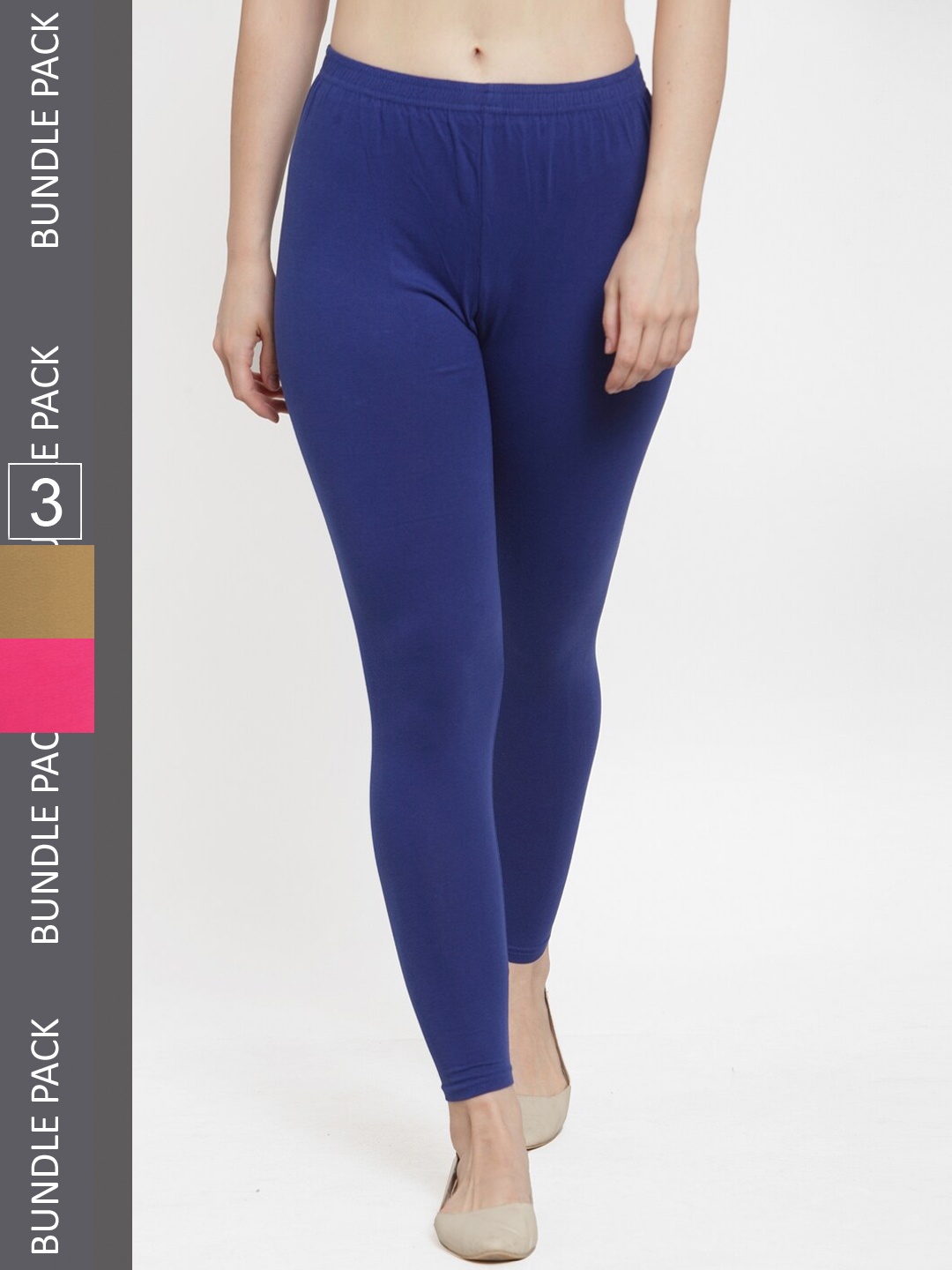 

Jinfo Women Pack Of 3 Ankle-Length Leggings, Blue
