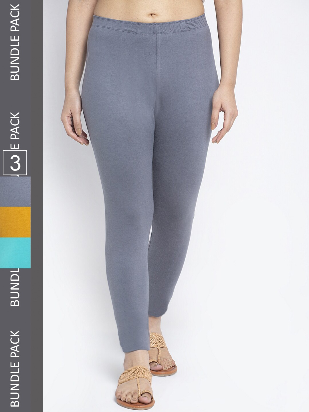 

Jinfo Women Pack Of 3 Ankle-Length Leggings, Grey