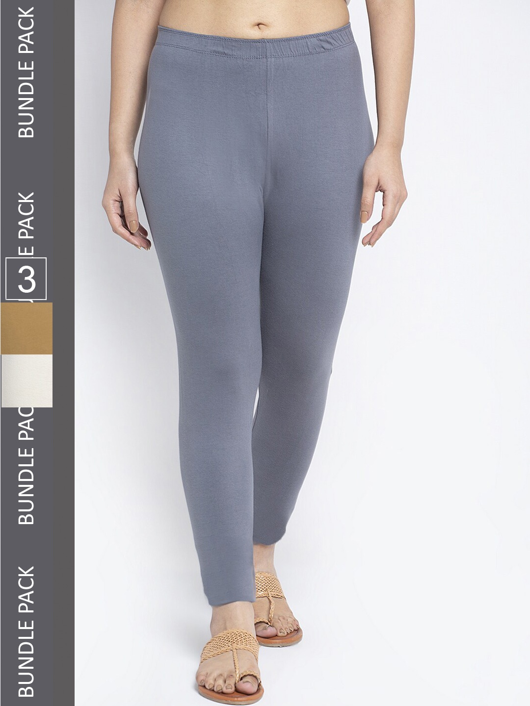 

Jinfo Women Pack Of 3 Ankle-Length Leggings, Grey