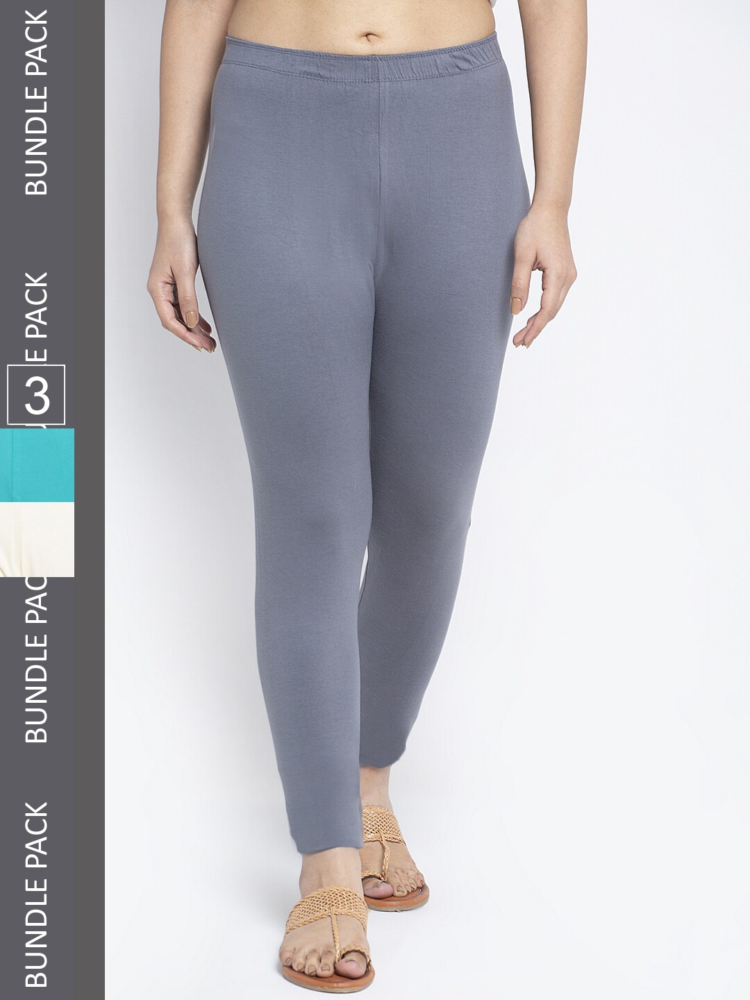 

Jinfo Women Pack Of 3 Ankle-Length Leggings, Grey