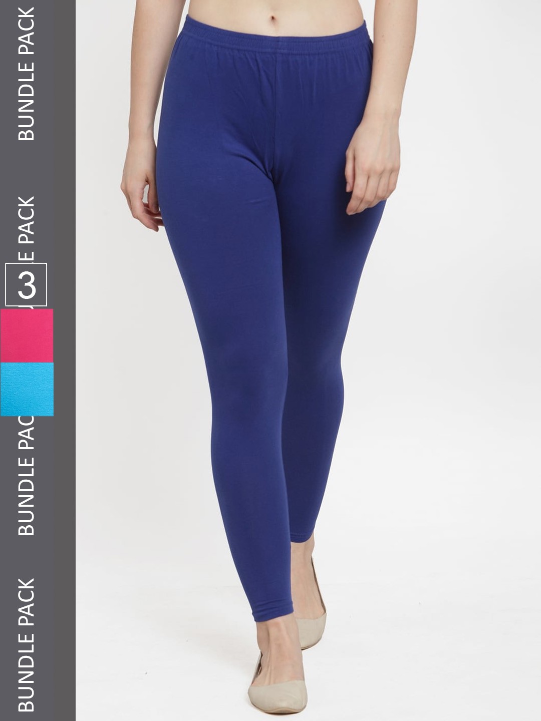 

Jinfo Women Pack Of 3 Ankle-Length Leggings, Turquoise blue