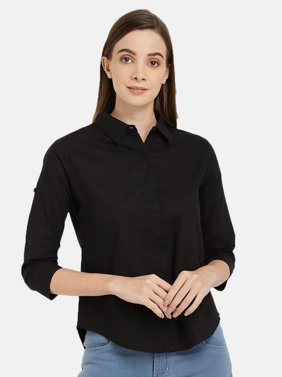 

V-Mart Women Black Classic Cotton Casual Shirt