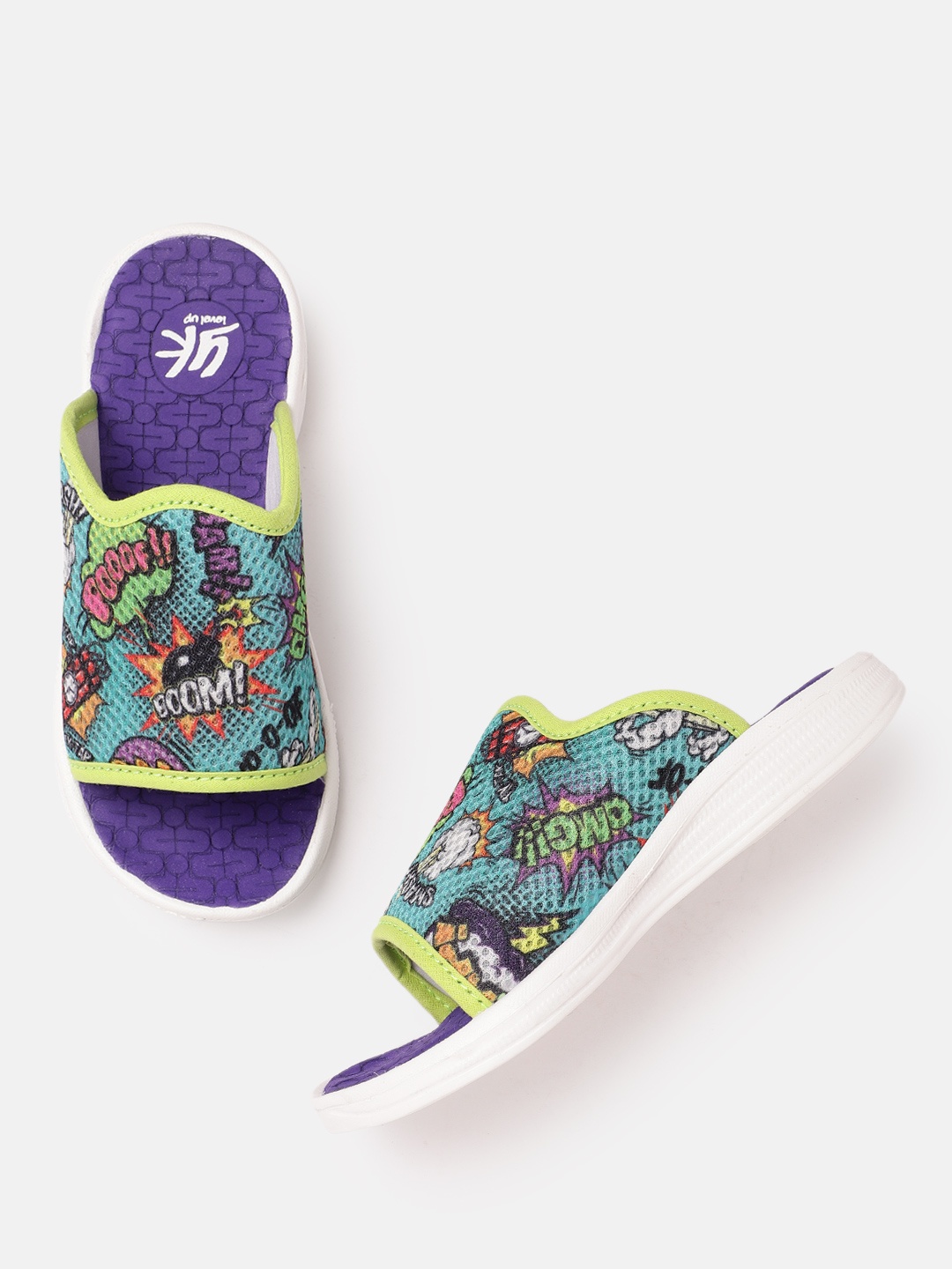 

YK Boys Graphic Printed Sliders, Multi