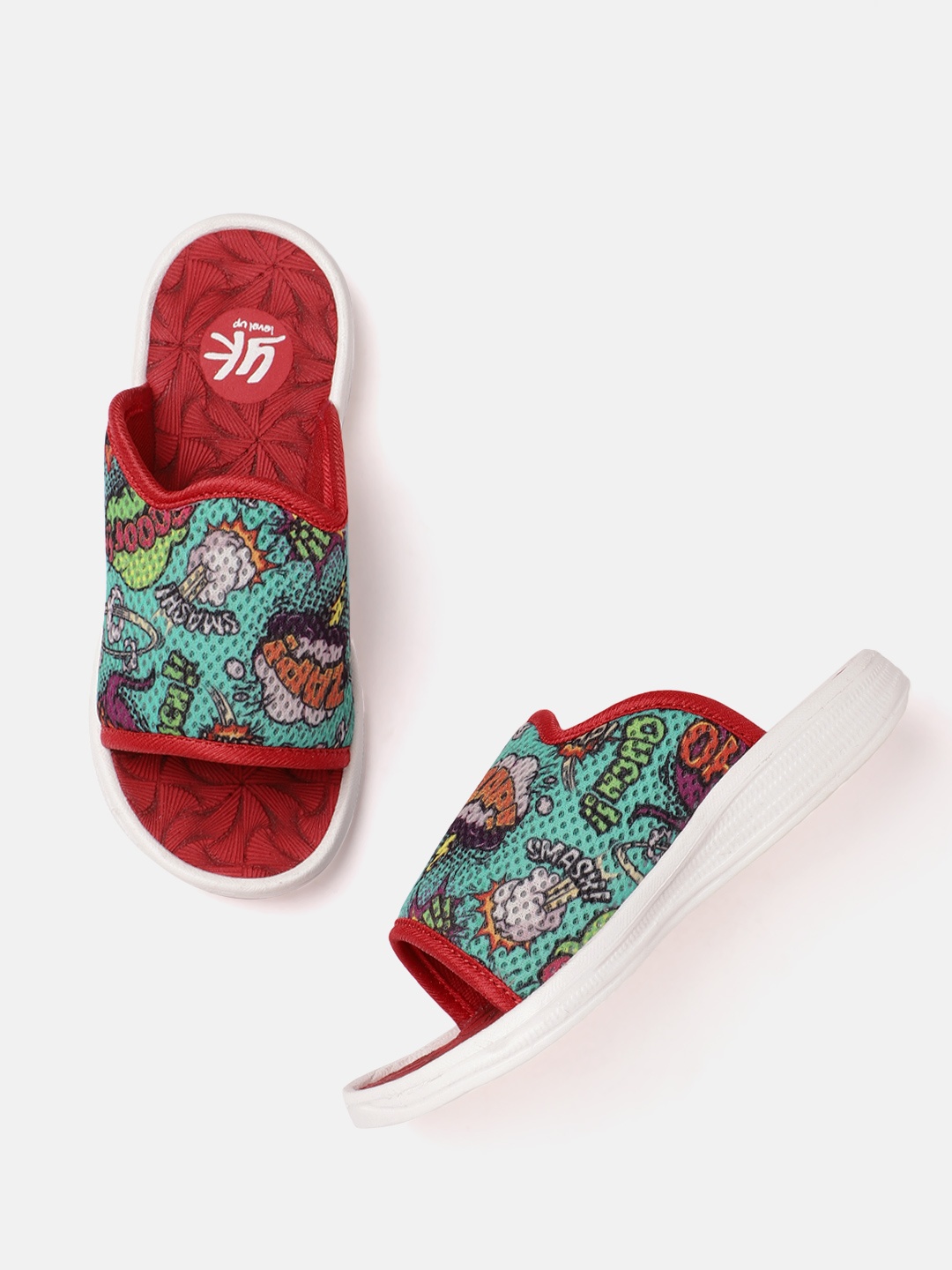 

YK Boys Graphic Printed Sliders, Multi