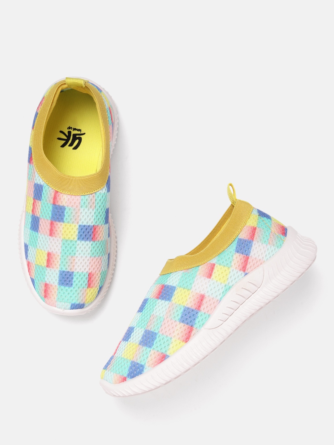 

YK Boys Checked Slip-On Sneakers, Multi