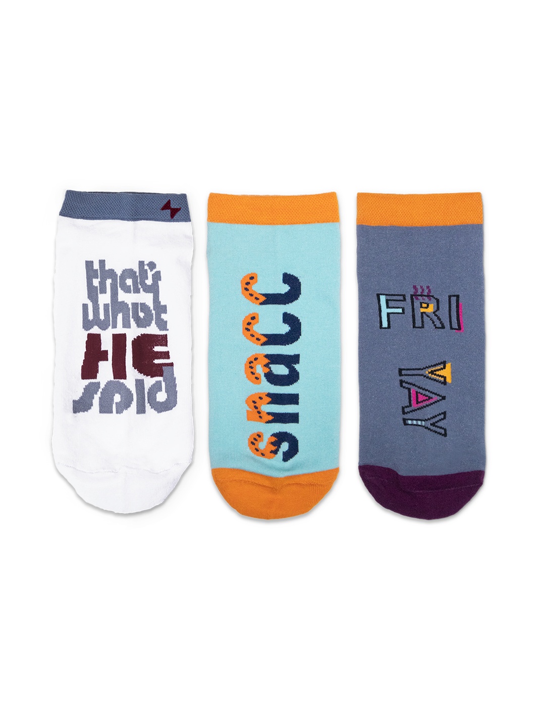 

hexafun Wordle Series 1 Pack Of 3 Ankle Length Organic Cotton Socks, White