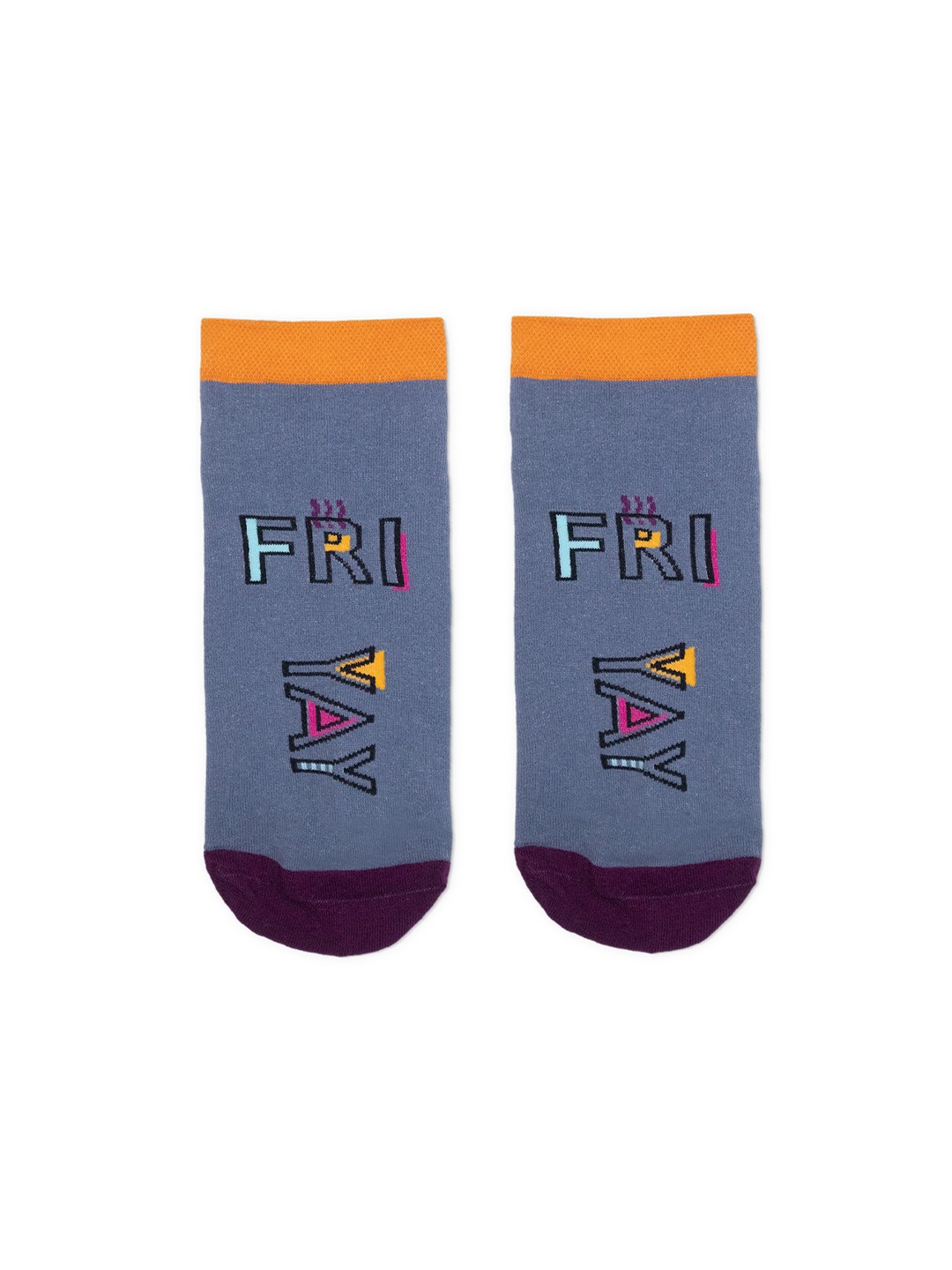

hexafun Grey & Purple Patterned Pure Cotton Ankle-Length Socks