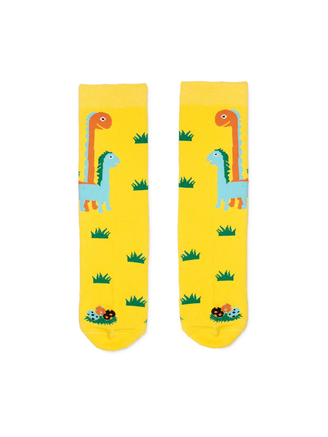

hexafun Yellow & Green Patterned Pure Organic Cotton Calf-Length Socks