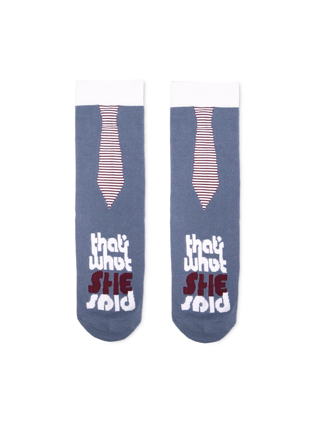 

hexafun White & Grey Patterned Pure Cotton Above Ankle-Length Socks