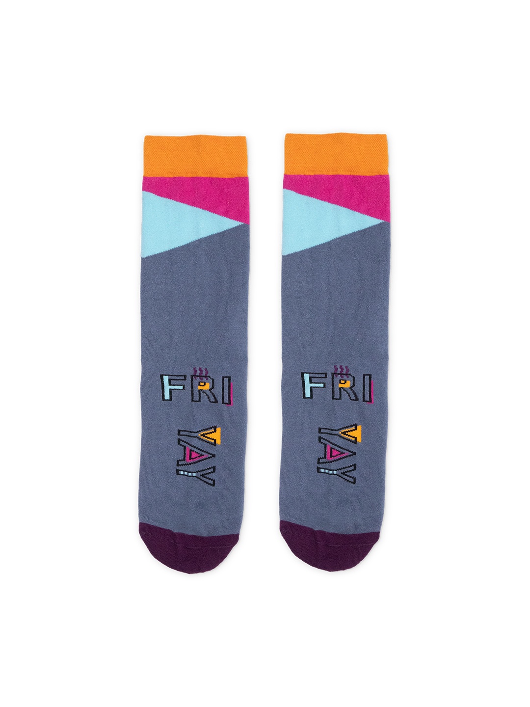 

hexafun Grey Patterned Calf-Length Cotton Socks