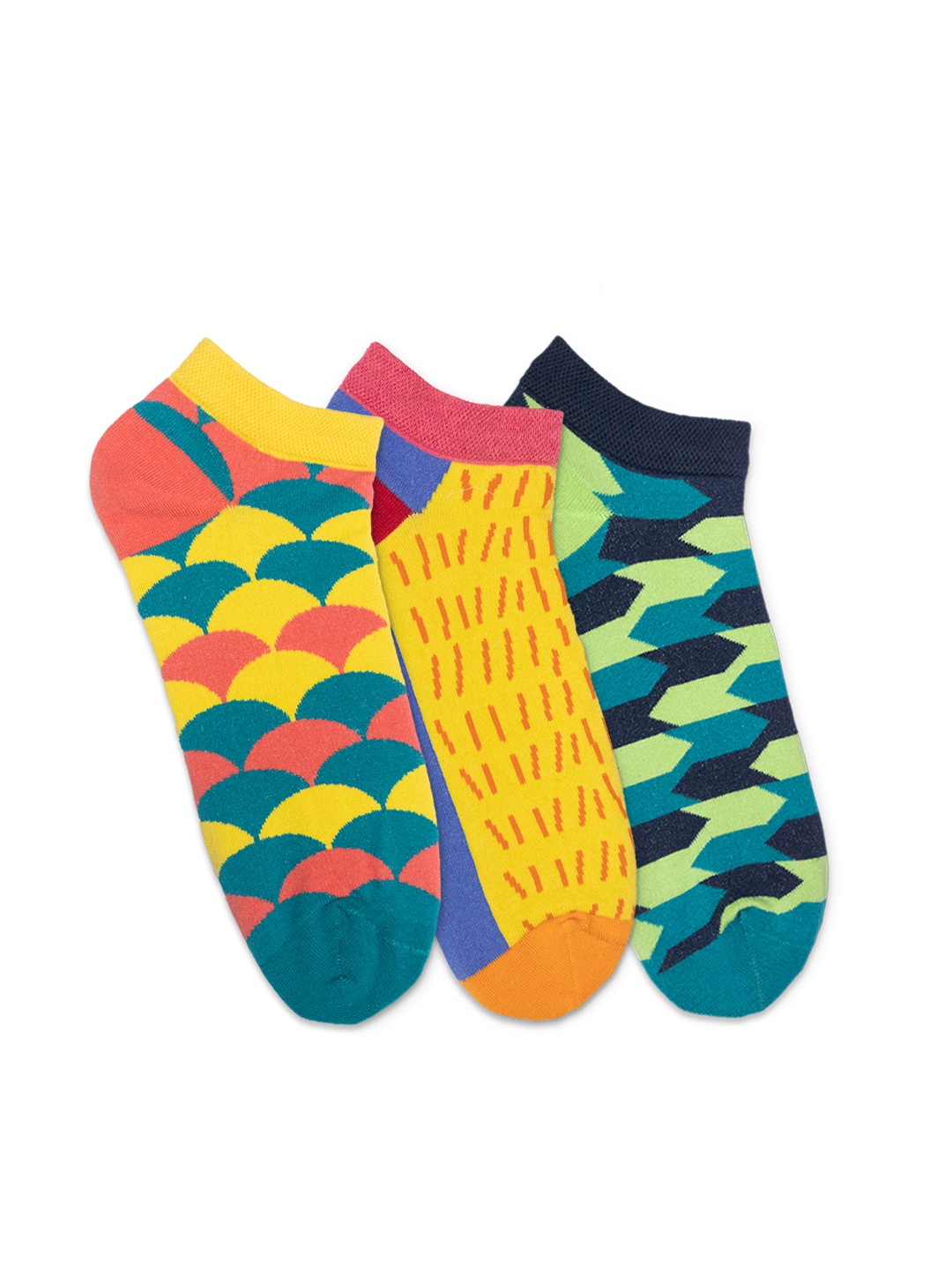

hexafun Pack Of 3 Assorted Ankle-Length Pure Cotton Socks, Yellow