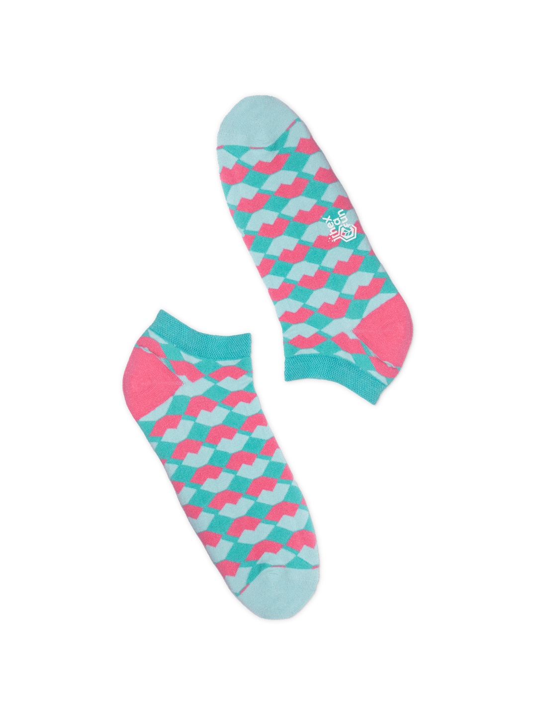 

hexafun Blue & Pink Patterned Organic Cotton Ankle-Length Socks