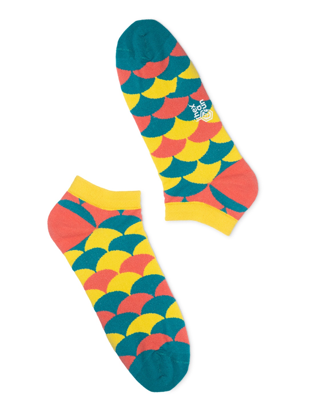 

hexafun Yellow & Blue Patterned Ankle-Length Pure Cotton Socks
