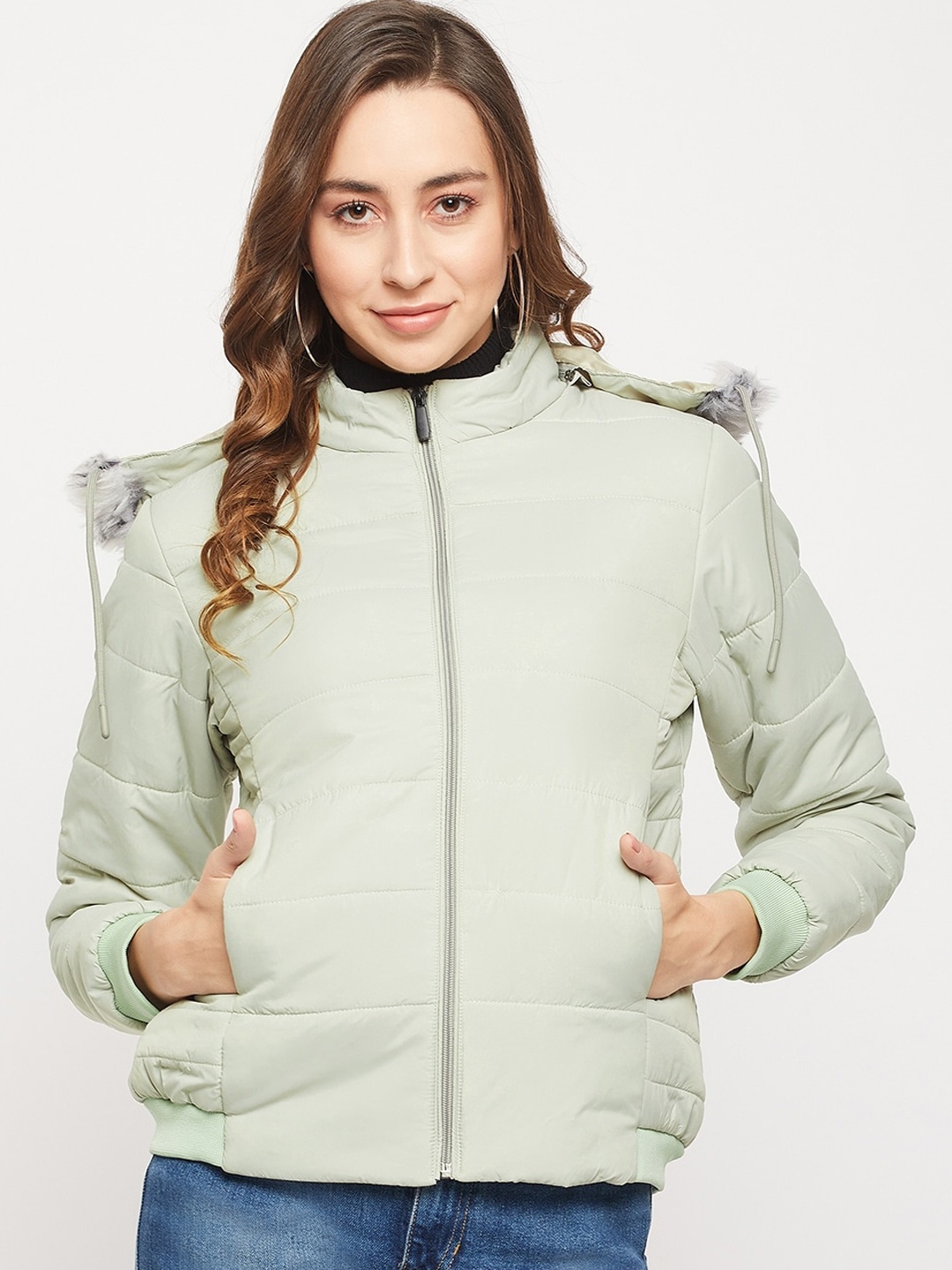 

Camey Women Green Camouflage Lightweight Cycling Puffer Jacket