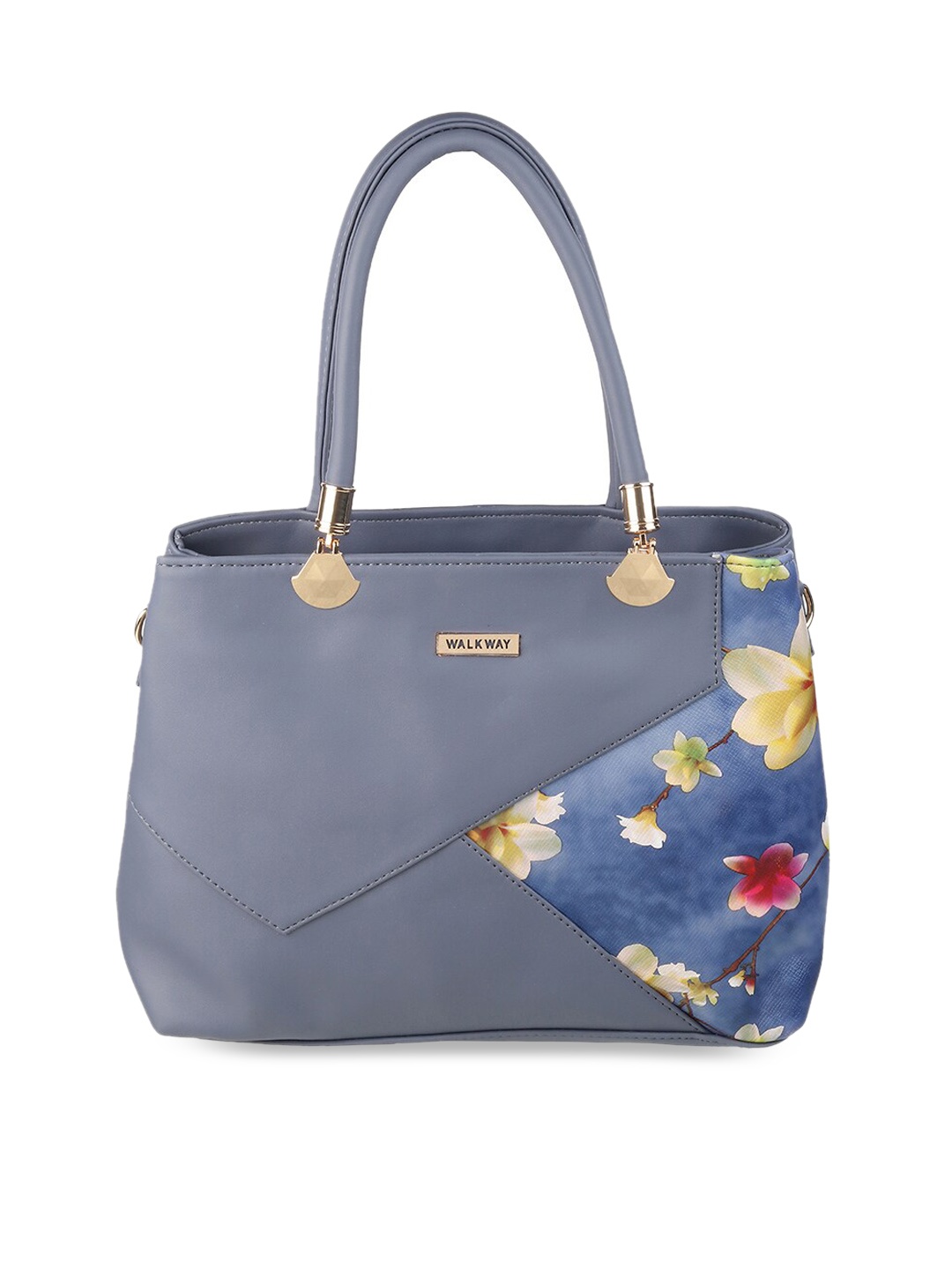 

WALKWAY by Metro Blue Floral Printed Structured Handheld Bag