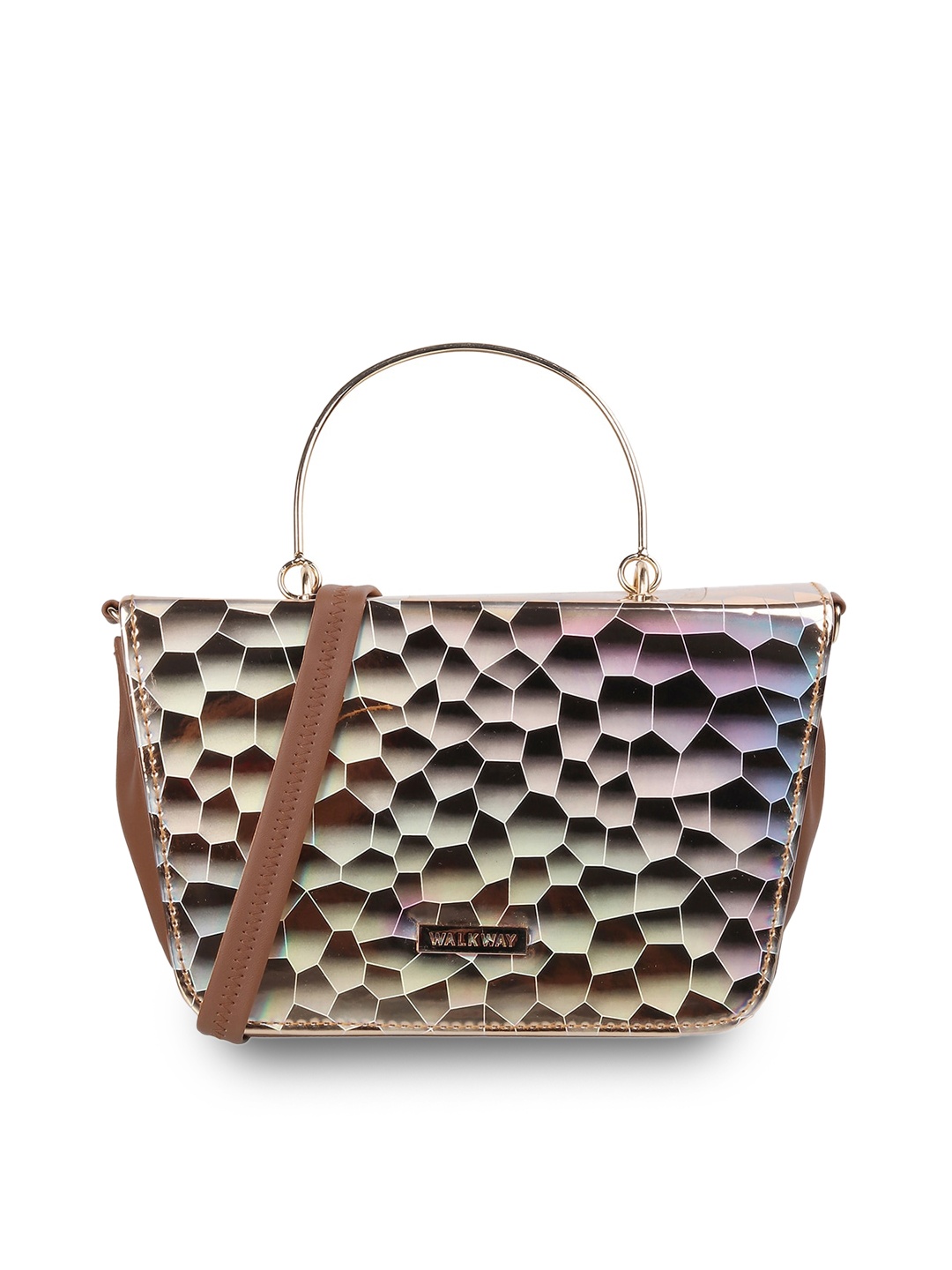 

WALKWAY by Metro Tan Geometric Printed Structured Handheld Bag