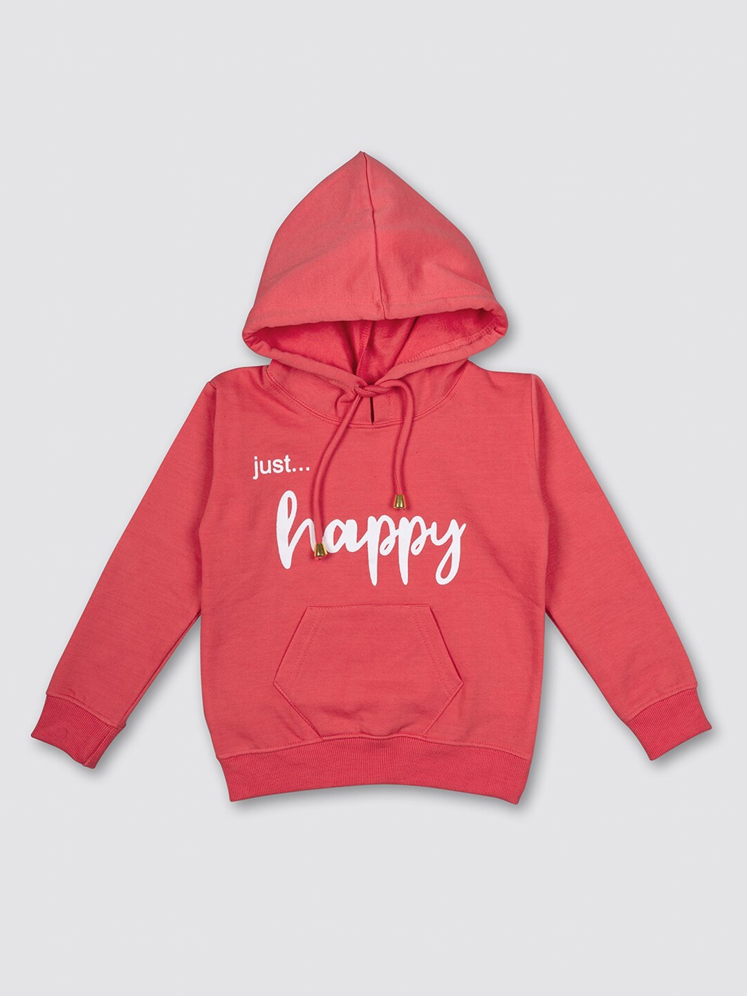 

MYY Kids Red Printed Hooded Fleece Sweatshirt