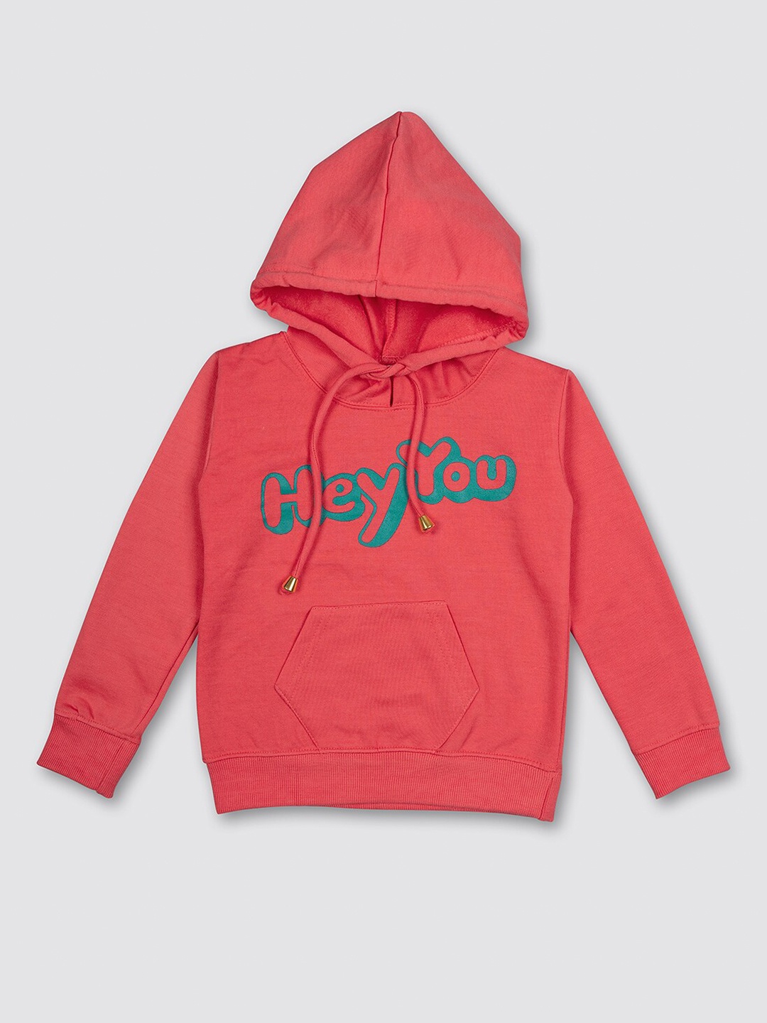 

MYY Kids Red Printed Hooded Fleece Sweatshirt