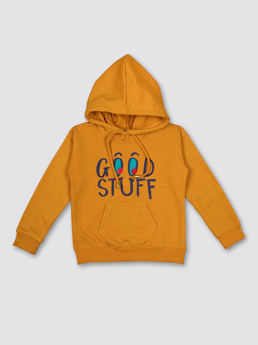 

MYY Kids Mustard Yellow Typography Printed Hooded Fleece Sweatshirt