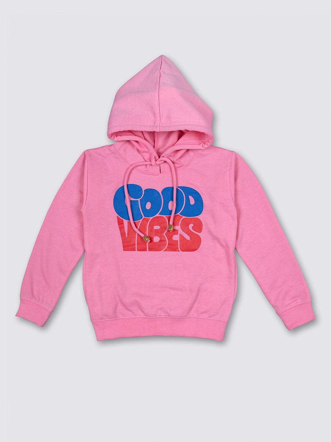

MYY Kids Pink Printed Hooded Fleece Sweatshirt