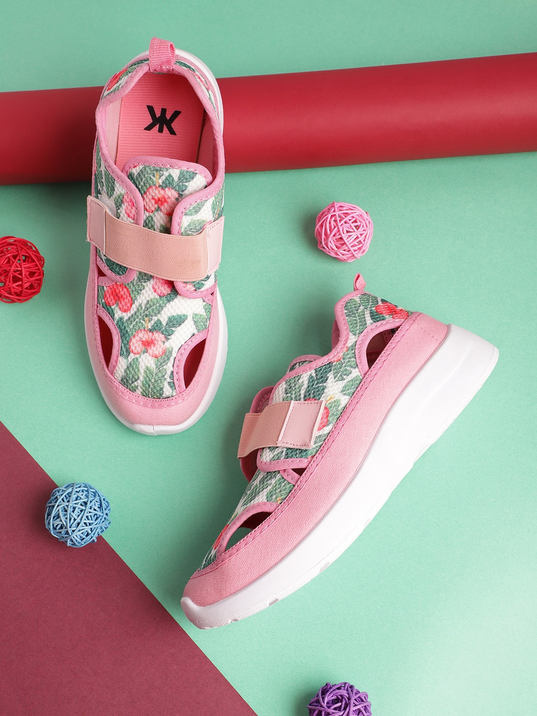

Kook N Keech Women Floral Printed Sneakers, Pink