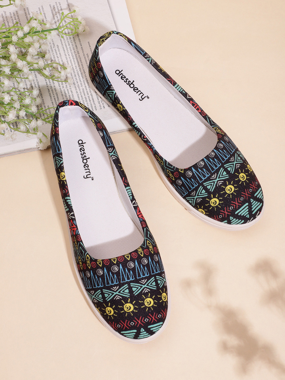 

DressBerry Women Printed Ballerinas, Navy blue