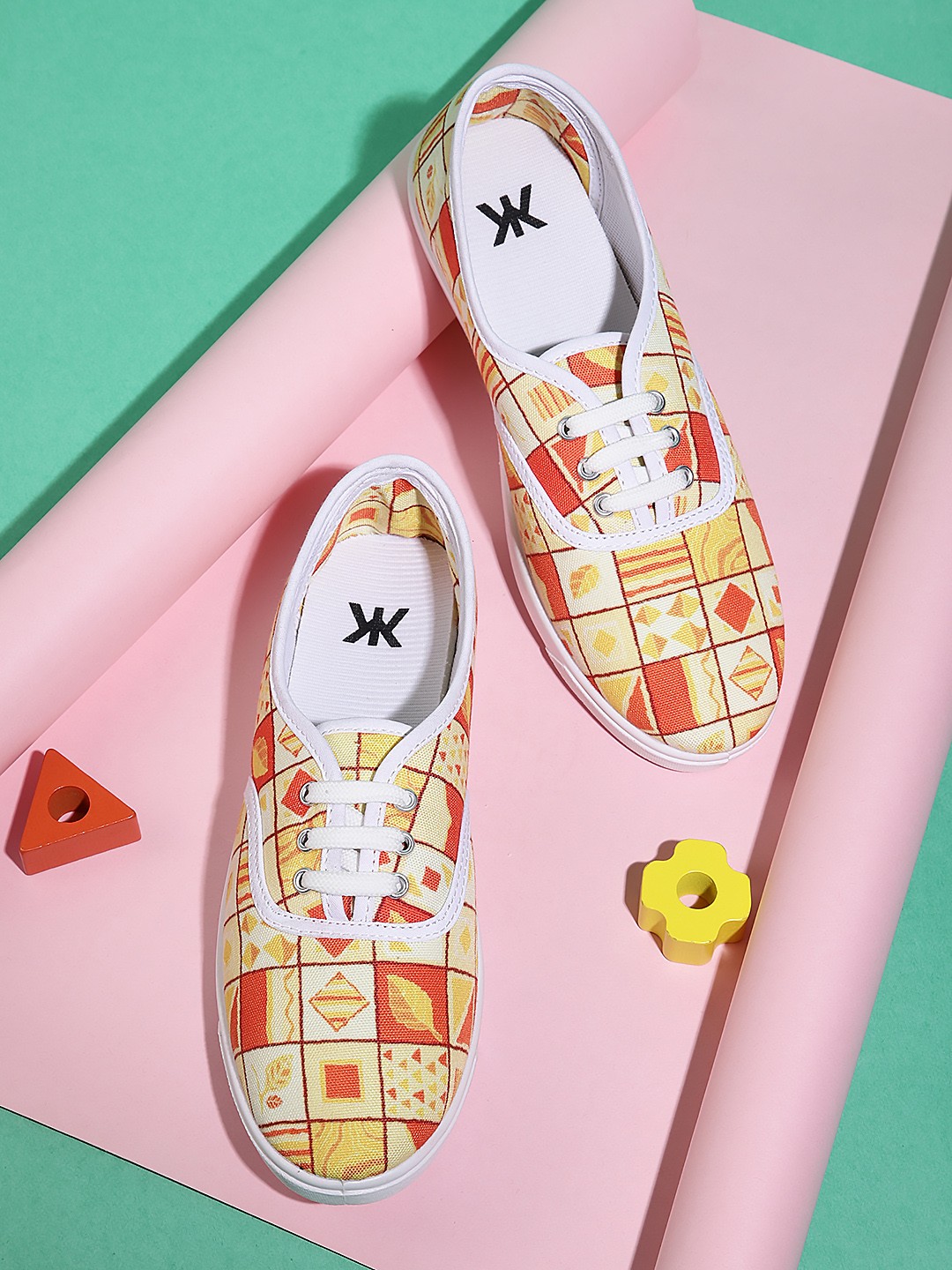 

Kook N Keech Women Geometric Printed Sneakers, Yellow
