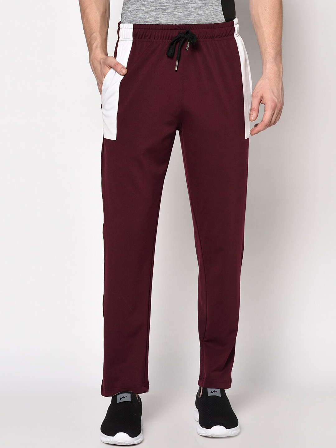 

Oakmans Men Maroon & White Colourblocked Antimicrobial Cotton Track Pants